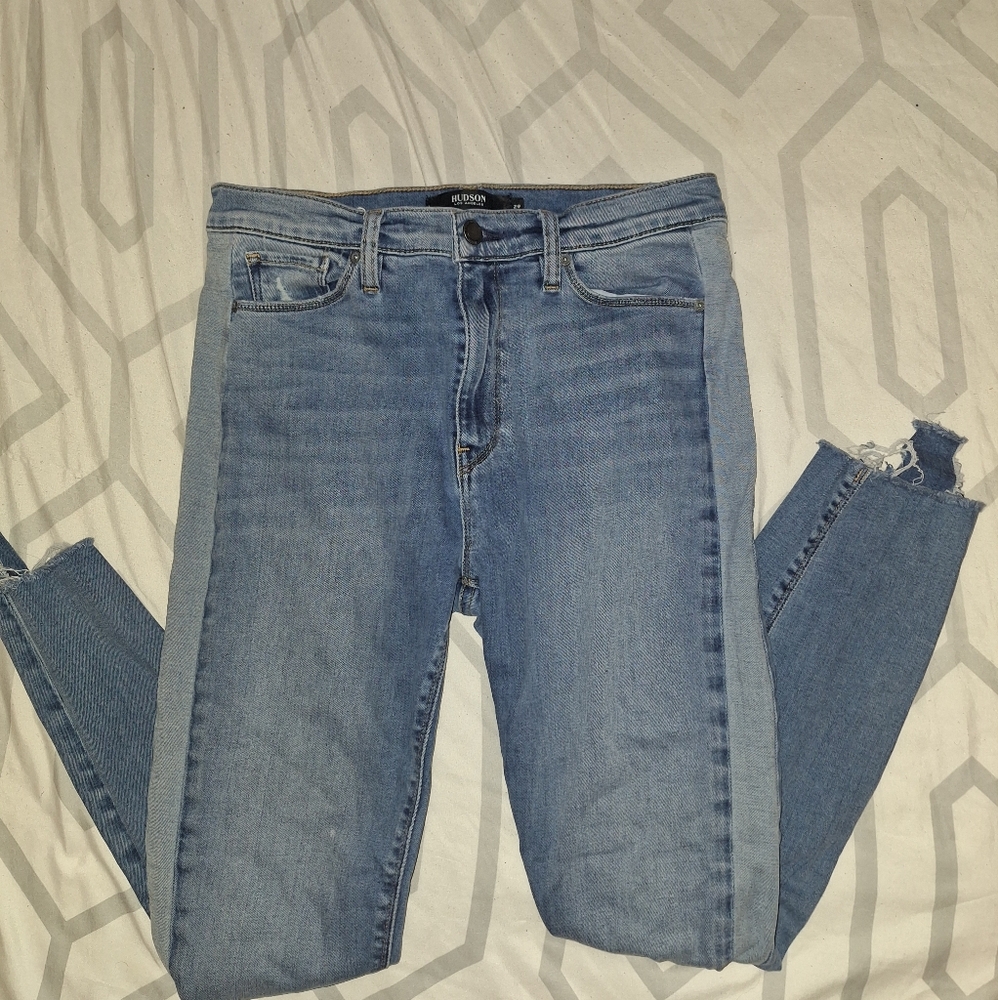Hudson Blue Striped Ankle Jeans